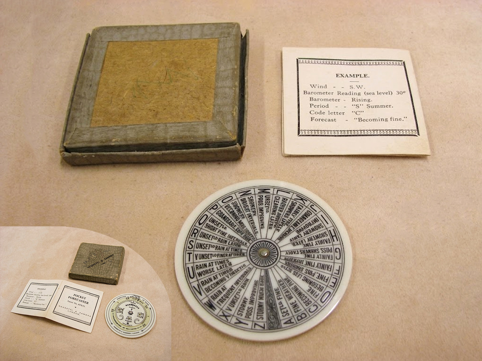 Genuine 1920's Negretti & Zambra pocket weather forecaster